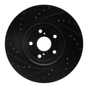 Lexus RX350 Brake Rotor (1) - Front Right - R1 Concepts - Drilled & Slotted - Black - `08-`21